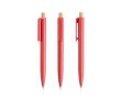 Stylo en plastique recyclé avec bouton en bambou à encre bleue couleur rouge