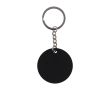 Porte-clés rond en acier inoxydable recyclé et caoutchouc couleur noir