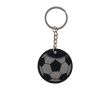 Porte-clés avec motif ballon en acier inoxydable et caoutchouc couleur noir