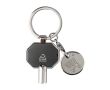 Porte-clés en zinc recyclé avec purgeur de radiateur et jeton couleur noir