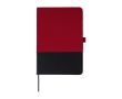 Carnet A5 en RPET avec détail en PU en bas, pages lignées couleur rouge foncé