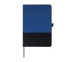 Carnet A5 en RPET avec détail en PU en bas, pages lignées couleur bleu