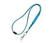 Lanyard tubulaire en polyester avec mousqueton et sécurité couleur turquoise