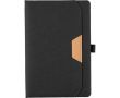 Cahier A5 en plastique recyclé et similicuir, pages lignées couleur noir