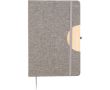 Carnet A5 en RPET et bambou avec support téléphone, pages lignées couleur gris