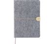 Carnet A5 en feutre recyclé, fermeture en similicuir et pages lignées couleur gris