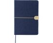 Carnet A5 en feutre recyclé, fermeture en similicuir et pages lignées couleur bleu