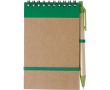 Bloc-notes en carton recyclé avec stylo et fermeture élastique couleur vert