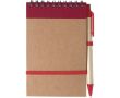 Bloc-notes en carton recyclé avec stylo et fermeture élastique couleur rouge