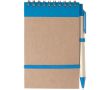 Bloc-notes en carton recyclé avec stylo et fermeture élastique couleur bleu ciel