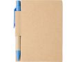 Bloc-notes en carton avec stylo à encre noire et feuilles lignées couleur bleu ciel