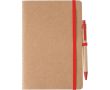 Carnet A5 en carton recyclé avec stylo et pages blanches couleur rouge