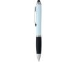 Stylo en plastique recyclé avec stylet et encre noire couleur blanc