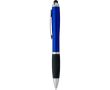 Stylo en plastique recyclé avec stylet et encre noire couleur bleu