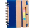 Carnet en papier recyclé avec notes adhésives, stylo et pages lignées couleur bleu