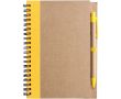 Bloc-notes A5 en carton recyclé avec stylo, pages lignées couleur jaune
