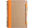 Bloc-notes A5 en carton recyclé avec stylo, pages lignées couleur orange