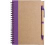 Bloc-notes A5 en carton recyclé avec stylo, pages lignées couleur violet