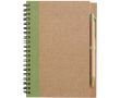 Bloc-notes A5 en carton recyclé avec stylo, pages lignées couleur vert clair