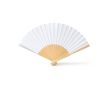 Éventail avec tiges en bambou et tissu en polyester en couleurs couleur blanc
