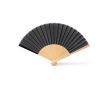 Éventail avec tiges en bambou et tissu en polyester en couleurs couleur noir