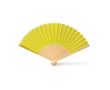 Éventail avec tiges en bambou et tissu en polyester en couleurs couleur jaune
