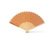 Éventail avec tiges en bambou et tissu en polyester en couleurs couleur orange