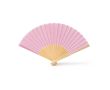 Éventail avec tiges en bambou et tissu en polyester en couleurs couleur rose clair 