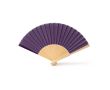 Éventail avec tiges en bambou et tissu en polyester en couleurs couleur violet