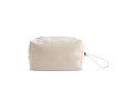 Trousse en cuir synthétique avec poche principale zippée couleur beige