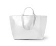 Sac réutilisable à soufflet avec anses renforcées en plastique tissé couleur blanc