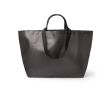 Sac réutilisable à soufflet avec anses renforcées en plastique tissé couleur noir