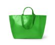 Sac réutilisable à soufflet avec anses renforcées en plastique tissé couleur vert