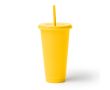 Gobelet réutilisable en plastique recyclé, couvercle et paille 710 ml couleur jaune