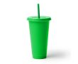 Gobelet réutilisable en plastique recyclé, couvercle et paille 710 ml couleur vert