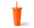 Gobelet réutilisable en plastique recyclé, couvercle et paille 710 ml couleur orange