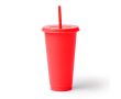 Gobelet réutilisable en plastique recyclé, couvercle et paille 710 ml couleur rouge