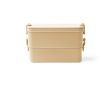 Lunch box en plastique à double compartiment avec couverts 2,3 L couleur beige