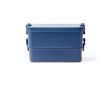Lunch box en plastique à double compartiment avec couverts 2,3 L couleur bleu marine
