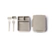Lunch box en plastique anti-fuite avec compartiments et couverts 1 L couleur beige