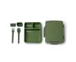 Lunch box en plastique anti-fuite avec compartiments et couverts 1 L couleur vert foncé