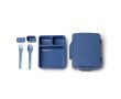Lunch box en plastique anti-fuite avec compartiments et couverts 1 L couleur bleu marine