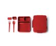 Lunch box en plastique anti-fuite avec compartiments et couverts 1 L couleur rouge