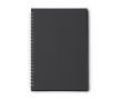 Bloc-notes A5 à anneaux en plastique recyclé avec pages quadrillées couleur noir