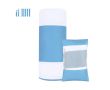 Serviette de plage avec housse et poche imperméable en coin 200 g/m² couleur bleu ciel