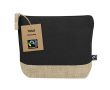 Trousse de toilette en coton certifié Fairtrade avec base en jute couleur noir