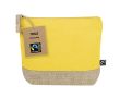 Trousse de toilette en coton certifié Fairtrade avec base en jute couleur jaune