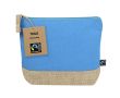 Trousse de toilette en coton certifié Fairtrade avec base en jute couleur bleu ciel