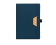 Carnet avec poche extérieure et détail marron en PU A5 pages lignées couleur bleu marine