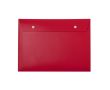 Porte-documents en plastique avec 2 fermetures à boutons couleur rouge